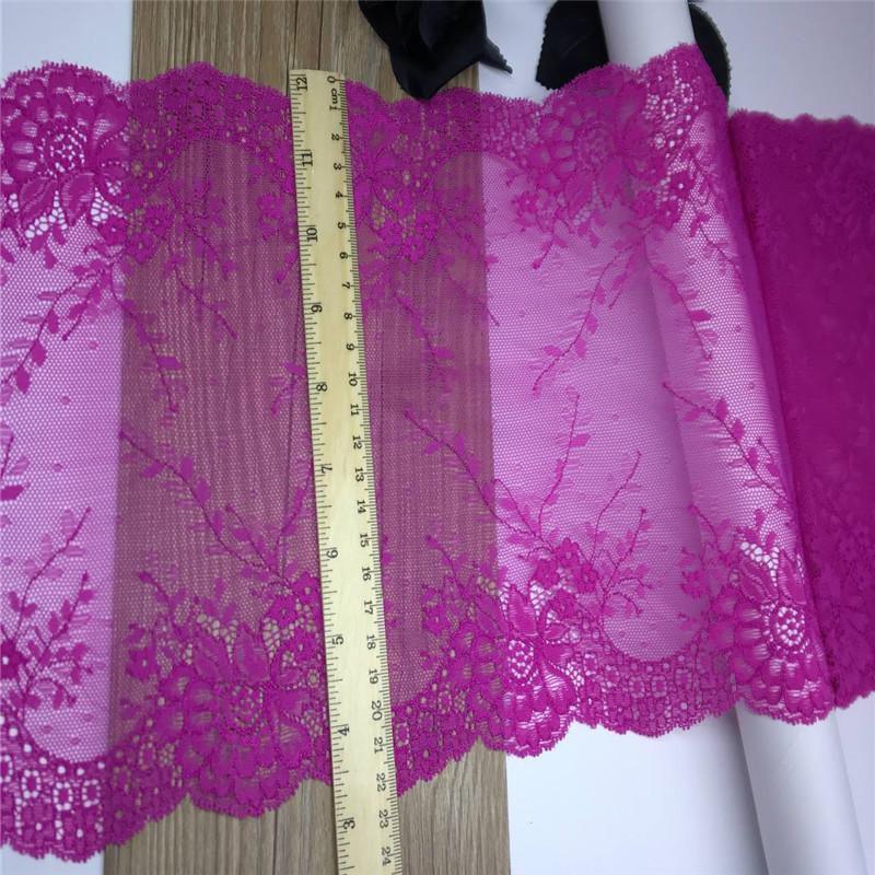 22cm Wide Stretch Lace, Hot Pink Elastic Spandex Lace for Lingerie, Bra, Underwear, Sewing & Crafting