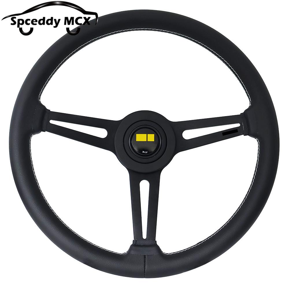 14.5inch 360mm Concave Steering Wheel Real Leather Universal Racing Sports Steering Wheel Car Modified Steering Wheel