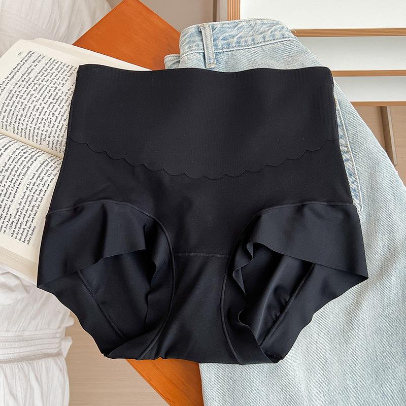 

Женское нижнее белье, бесшовные трусики из ледяного шелка с высокой талией, легкие брюки для живота, удобные антибактериальные корректирующие брюки с промежностью XL чёрный