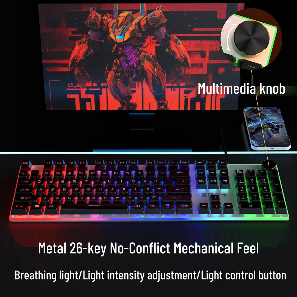 Backlit Wired Gaming Keyboard & Mouse Set with True Mechanical Feel and Suspended Keycaps