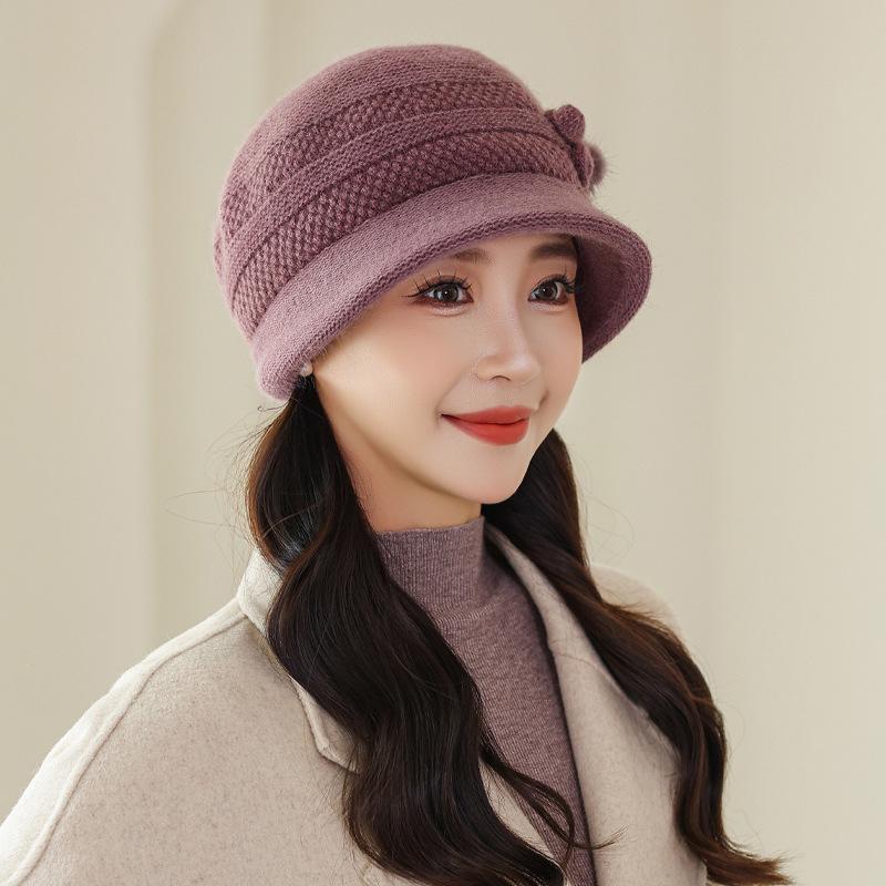 Hat Woman In The Elderly Hat Mother Rabbit Fur Wool Hat Fleece Cold Grandma Old Lady Knitted Hat Thick