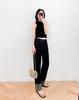 Okayama Selvedge Denim Jeans, Red Trim, Original Color, Dark Blue Cuffed Hem, Straight Leg, Slim Fit, Classic Retro Style.