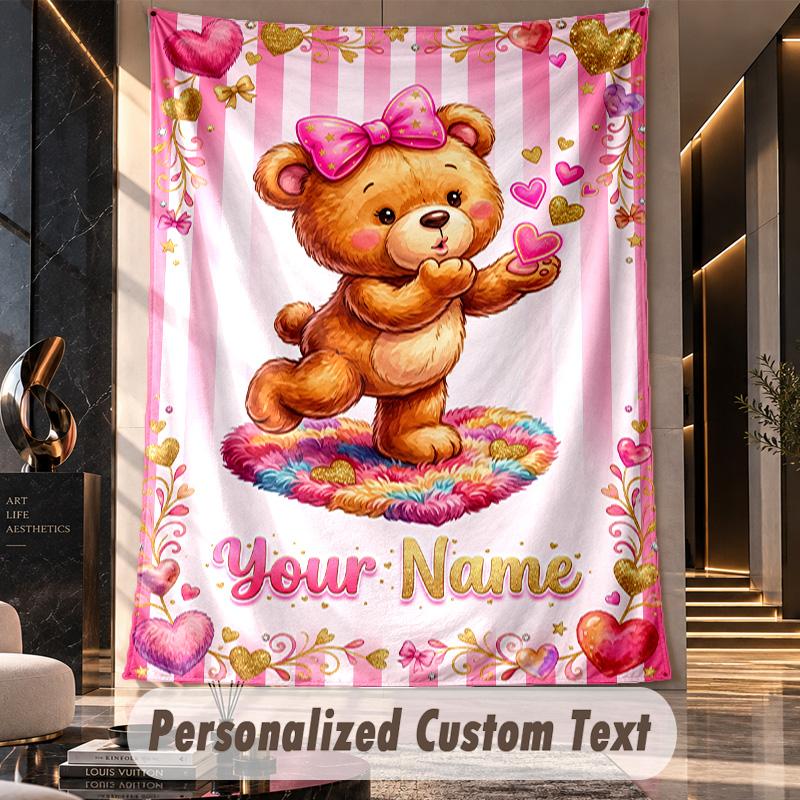 Teddy Bear (310) Theme Custom Tapestry Personalized Custom Name Text Wall Hanging Tapestry Home Decor Background Cloth