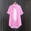 Plaid shirt women's medium and long foreign style fashion design sense spring and autumn thin coat cardigan pure cotton shirt