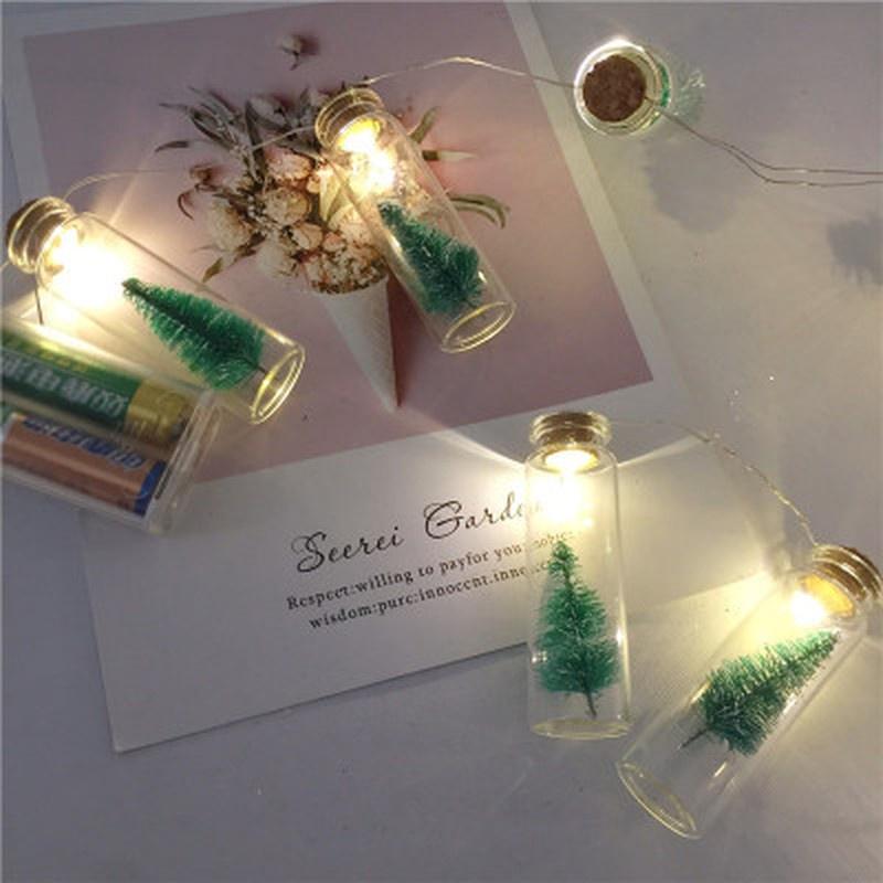 1M 10pcs Mini Christmas Tree LED String Lights Pendant Xmas Decorations for Home New Year Gift