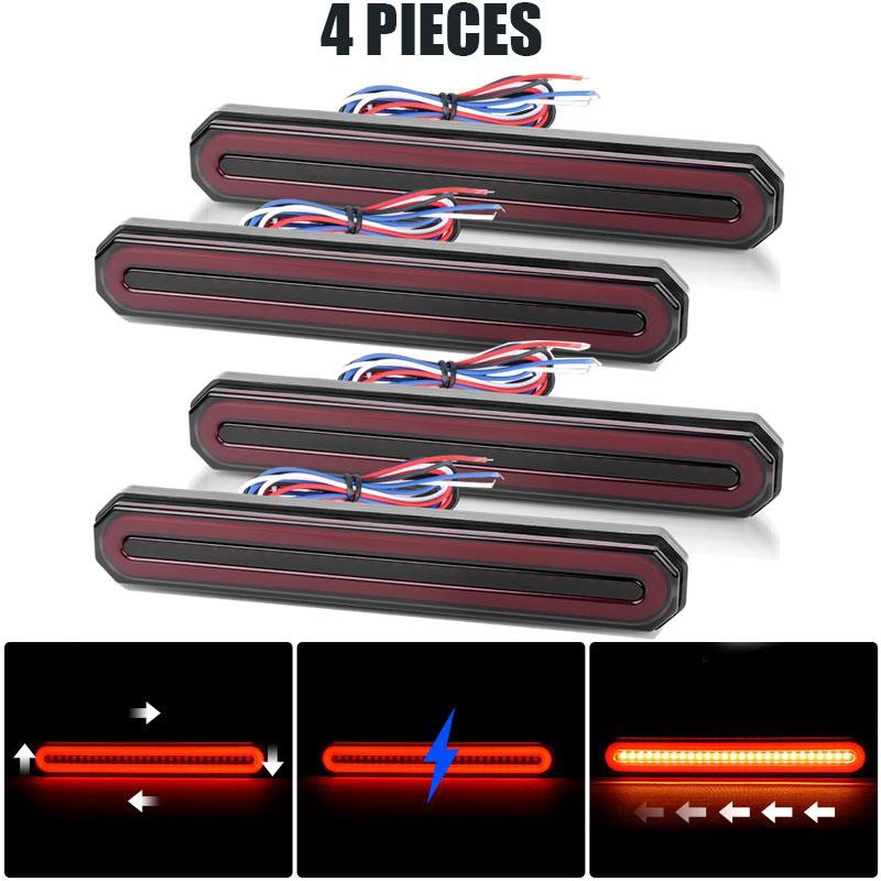 Motorcycle 3 In 1 LED Brake Tail Light DRL Sequential Turn Signal Lamp for Cafe Racer Moto ATV UTV UTE Truck Trailer RV 12V 24V