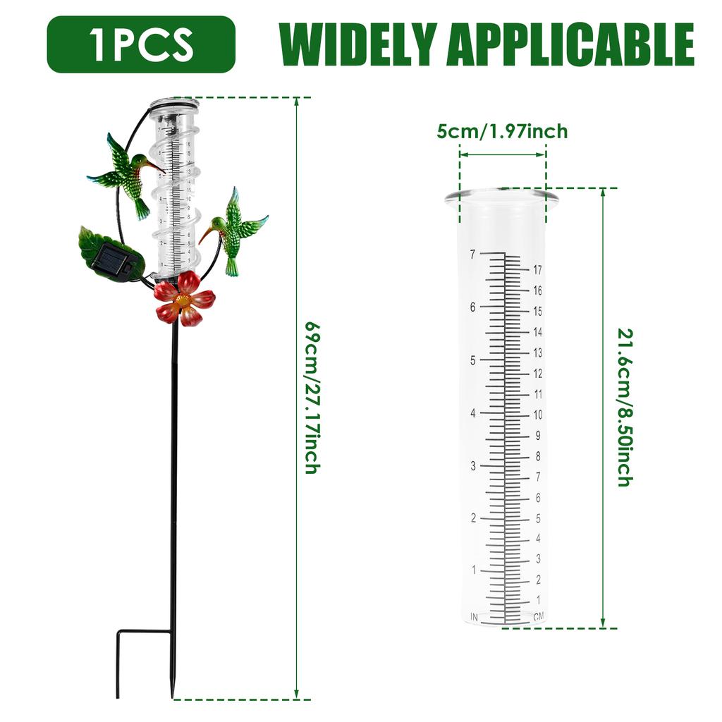 Pluviômetro Metal Decorativo Solar Pluviômetro com Luzes Exterior À Prova de Congelamento Acrílico Ferramenta de Medição de Chuva para Jardim Coletar Água da Chuva