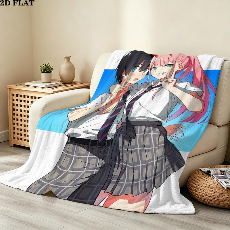 1PC Franxx Zero Two Patterned Flannel Blanket Suitable For All Seasons For Home Decor Warmth And Comfort Gifts Holiday Present