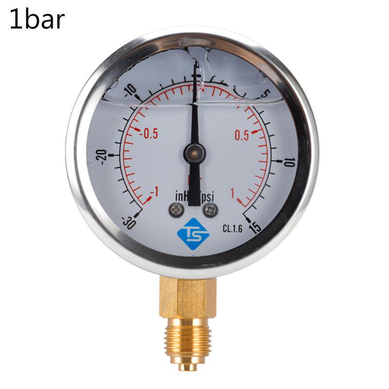 Compound Pressure Vacuum Gauge Glycerine Filled -1/10Bar & -30*Hg 1/4 BSP Bottom Dropship