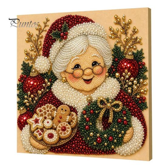 Christmas Home Decoration Faux Pearl Art Kit, DIY Snowman Painting 3D Festive Living Room Accents Xmas Scenes Crafting Project for Adults Beginners,