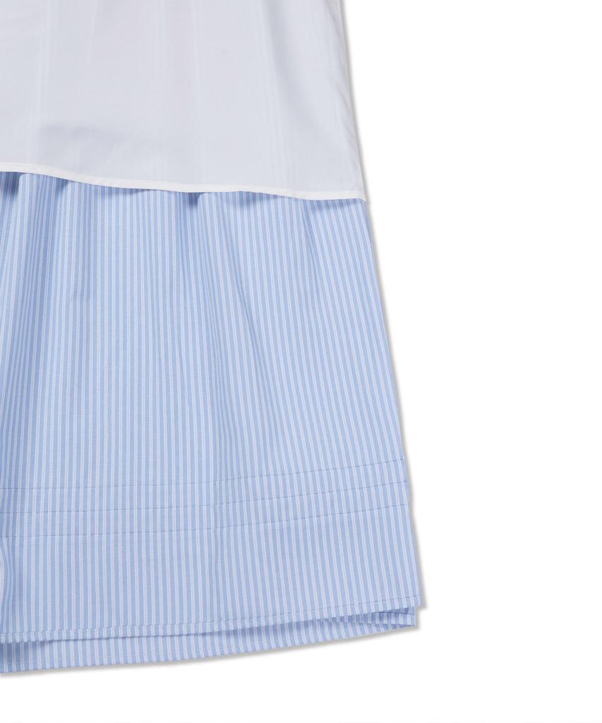 Michikoleondeonkosino Flare Shirred Maxi Skirt Blue Stripe