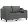 Vidaxl 2-Osobowa Sofa Z Poduszkami, Ciemnoszara, 120 Cm, Tkanina