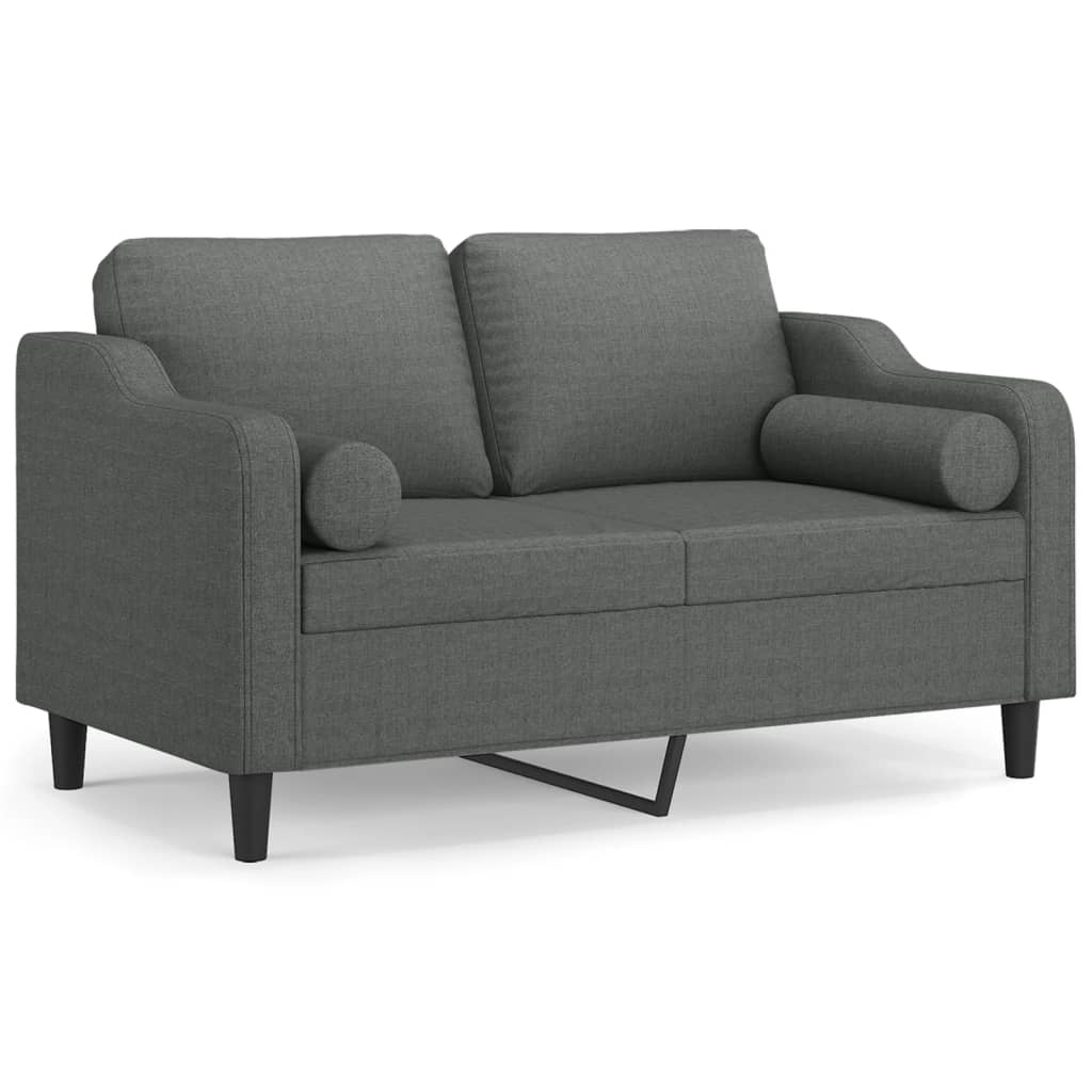 Vidaxl 2-Osobowa Sofa Z Poduszkami, Ciemnoszara, 120 Cm, Tkanina