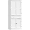 Küchenschrank mit 4 Türen, Schublade und verstellbaren Regalen für die Küche, 80 x 39,5 x 186,4 cm Weiß