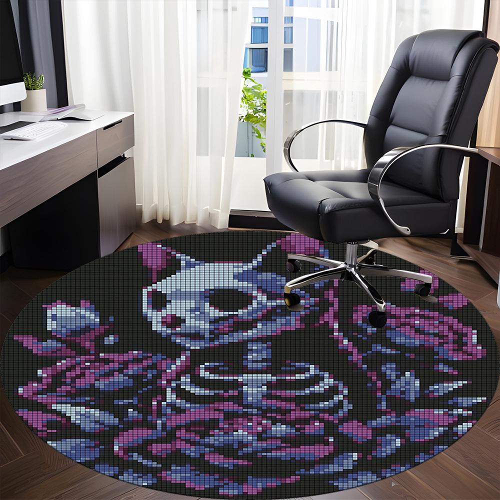 1pc Skull Roses Office Round Area Rug, Under Office Chairs Bedroom Living Room Home Decor, Room Deco, Available in Various Sizes