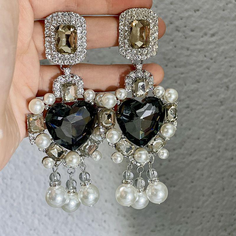 

Вінтажні срібні геометричні сережки-підвіски у формі ромба - Ретро прикраси в придворному стилі для жінок