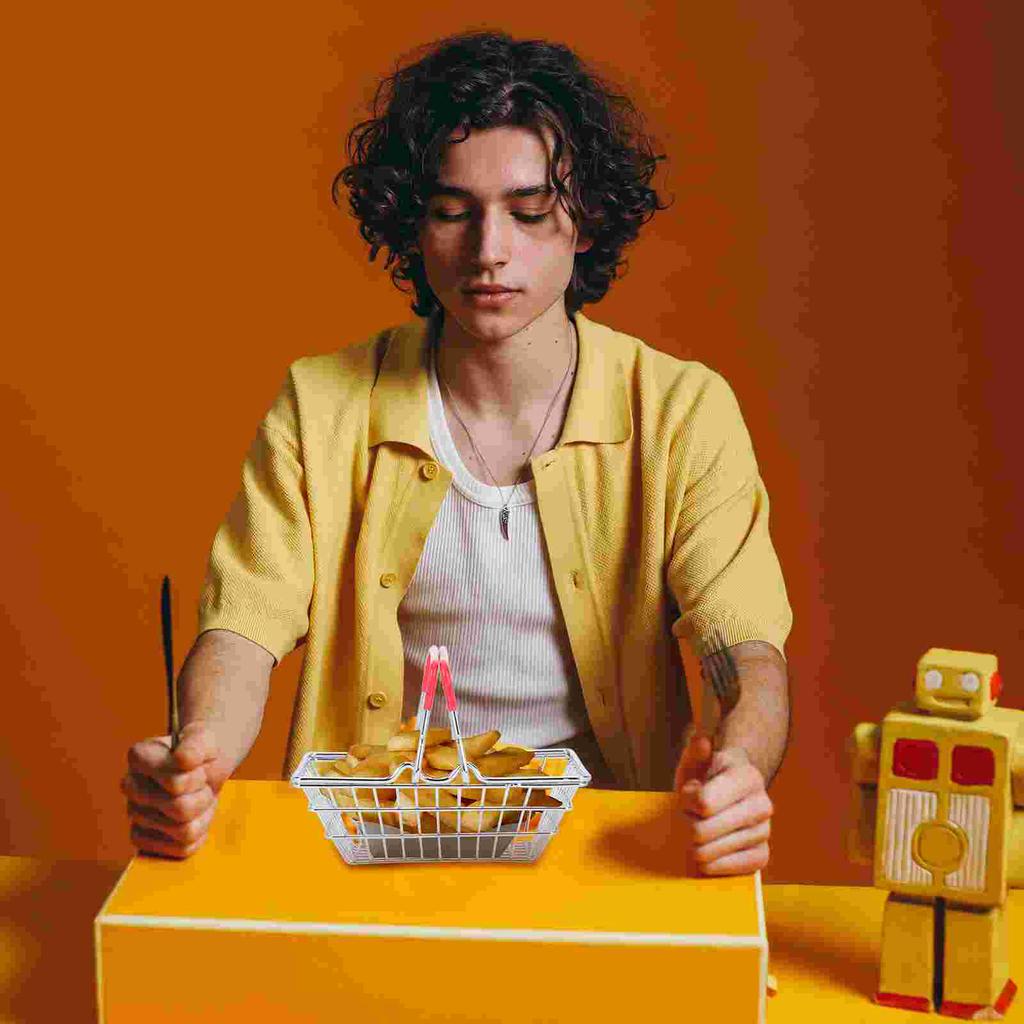 2 Pcs Snack Basket Stainless Steel Food Container Bar Supply Holder Trays Restaurant Storage Fried Practical Snacks Tool