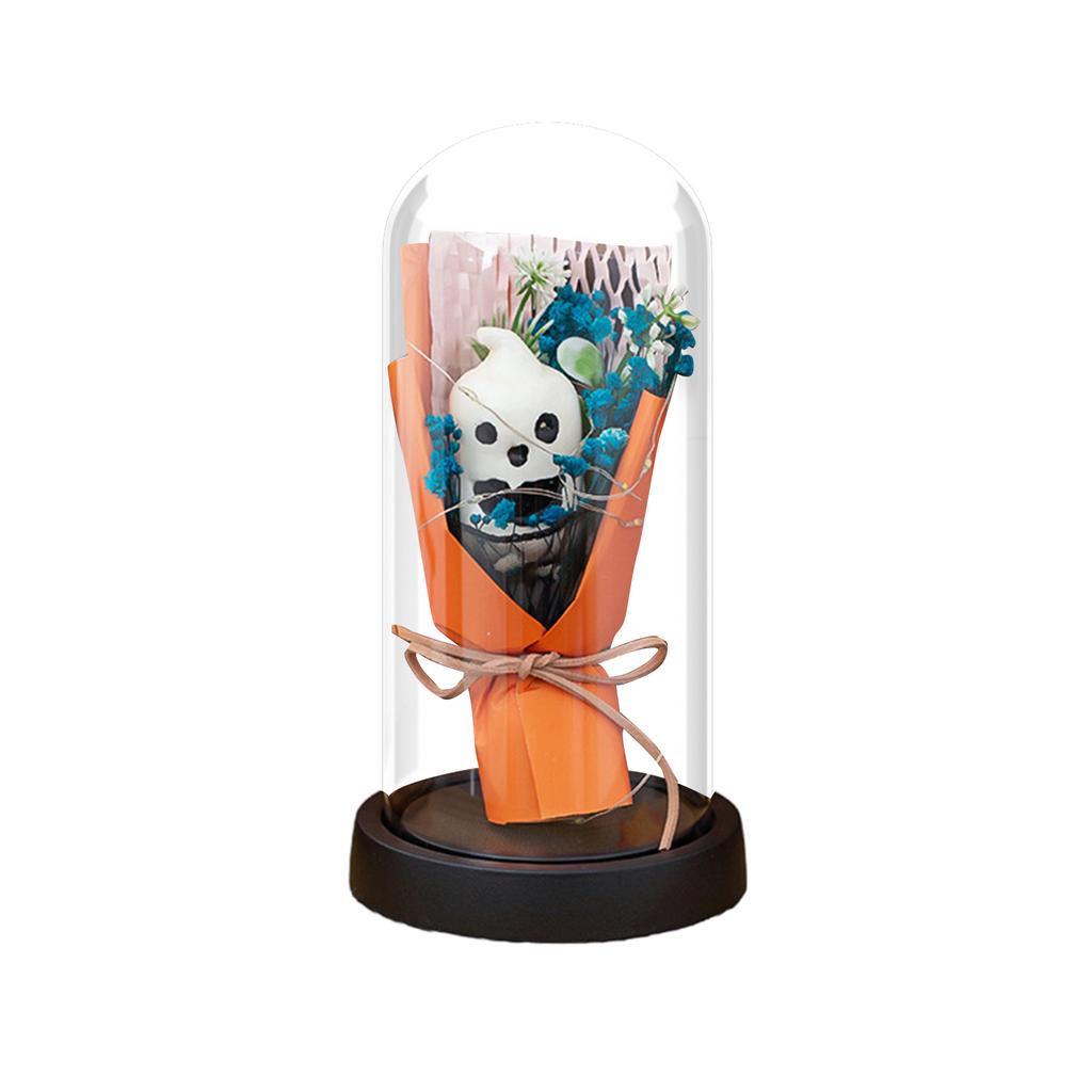 Halloween Glass Cover, Pumpkin Bouquet With Light, Festive Atmosphere Night Light Desktop Ornaments