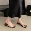 French beautiful cross-toed sandals women's summer wear 2025 new with skirt Roman thick heel cool slippers