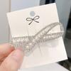 Women Hairpin Bow Shape Faux Pearl Rhinestone Faux Crystal Decor Hollow Out Exquisite Anti-slip Sparkling Luxury Hair Decoration Hair Clip