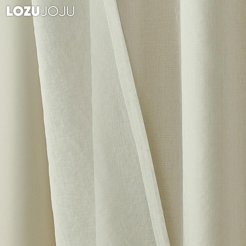1PC LOZUJOJU 70-80% Blackout Beige Color Blackout Curtains and Sheer Curtains Double-layer Curtains for Living Room Bedroom Window Decor