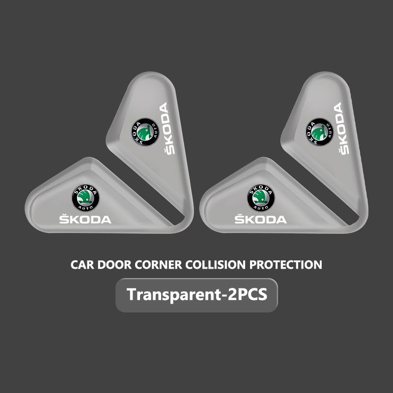 cqmes7 Silicone Car Logo Door Corner Cover Bumper Crash Scratch Protector Accessories For Skoda Kodiaq Fabia Kamiq Karoq Octavia 2 3