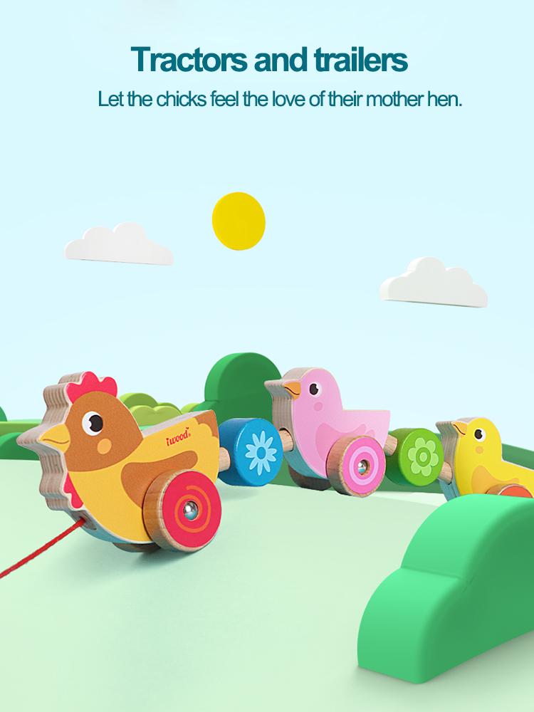 Iwood Wooden Boys Drag Walker Toy Car/Infant Hand Rope Car Baby Car Children's Day Birthday Gift