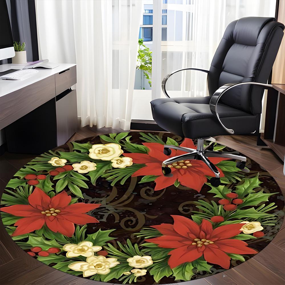 1PC Christmas Wreath Chair Carpet for Office, Indoor Non-Slip Washable Carpet, Soft Comfortable Mat For Office Room Yy250930112