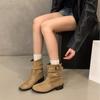 Heel Black Martin Boots Short Boots Women's Boots 2025 New Skinny Boots Autumn and Winter Khaki Suede Pile Boots