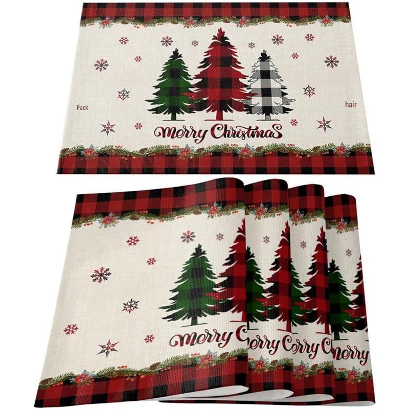 New Christmas Linen Square Placemat - Festive Party Tablecloth Decor, Beautify Coffee Table Mat.