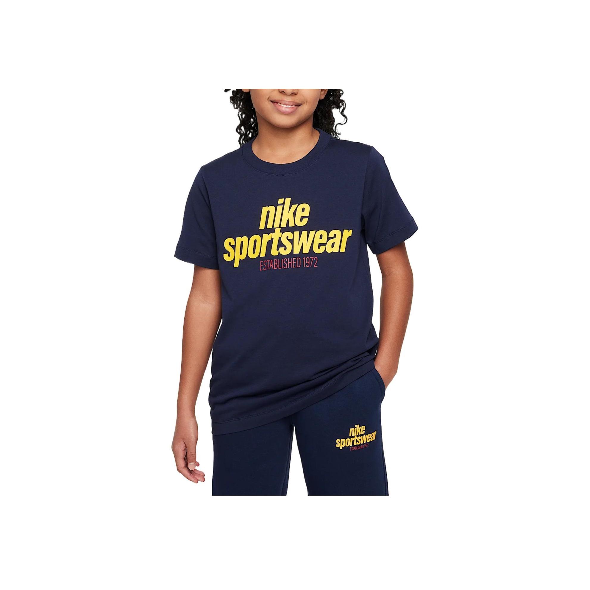 

Nike Comfortable Casual Letter Short Sleeve T-Shirt Kids Tops Obsidian HM5664-451 S