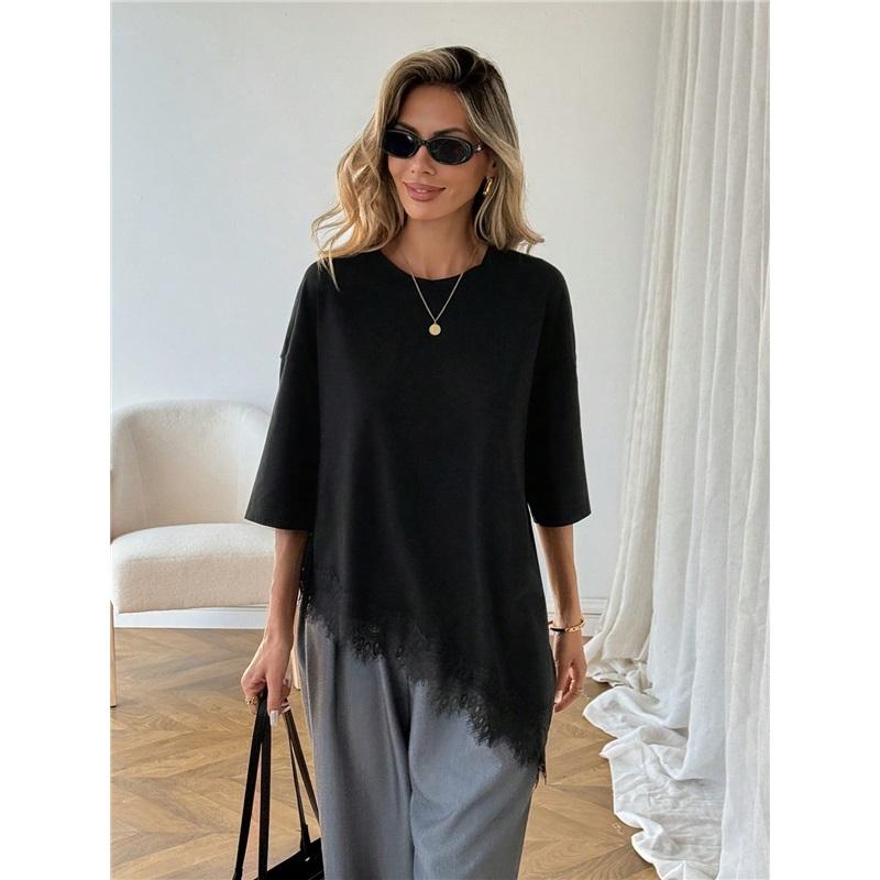T-Shirt for Women Summer Leopard Plus Size Long Sleeve Top Round Neck Casual Stretch Loose-Fit T-Shirt