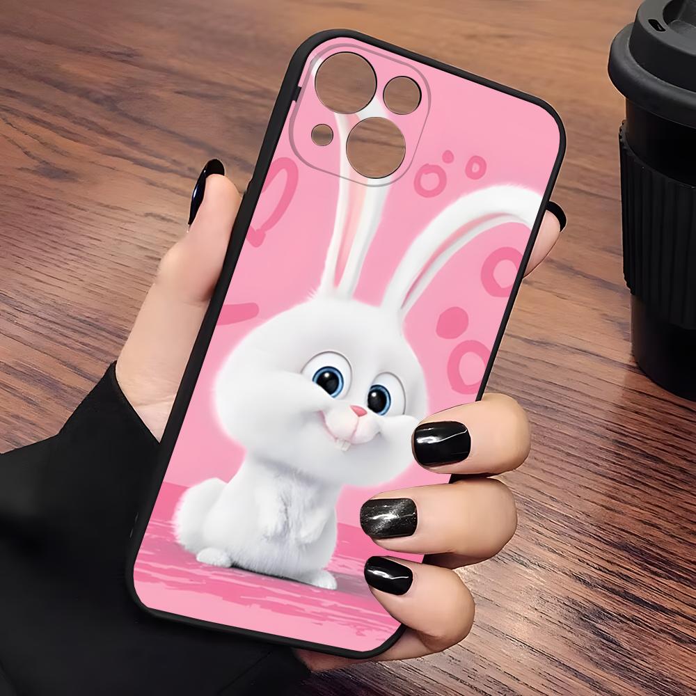 Cute Cartoon Rabbit Snowball Phone Case Matte Transparent For Iphone 16 15 Max 14 13 Mini 12 Pro 7 8 11 XR Xs X Plus Back Cover