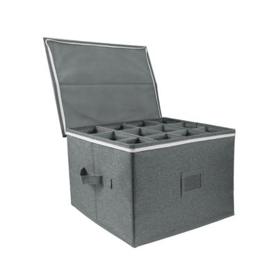 Foldable Wine Glass Organizer With Compartments and Handle Crystal Champagne Holder Stackable Hard Shell Storage Case