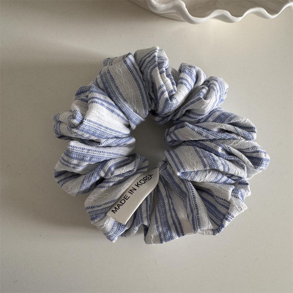 Fresh Sea Salt Striped Large Intestine Hair Tie - Versatile School Style Accessory