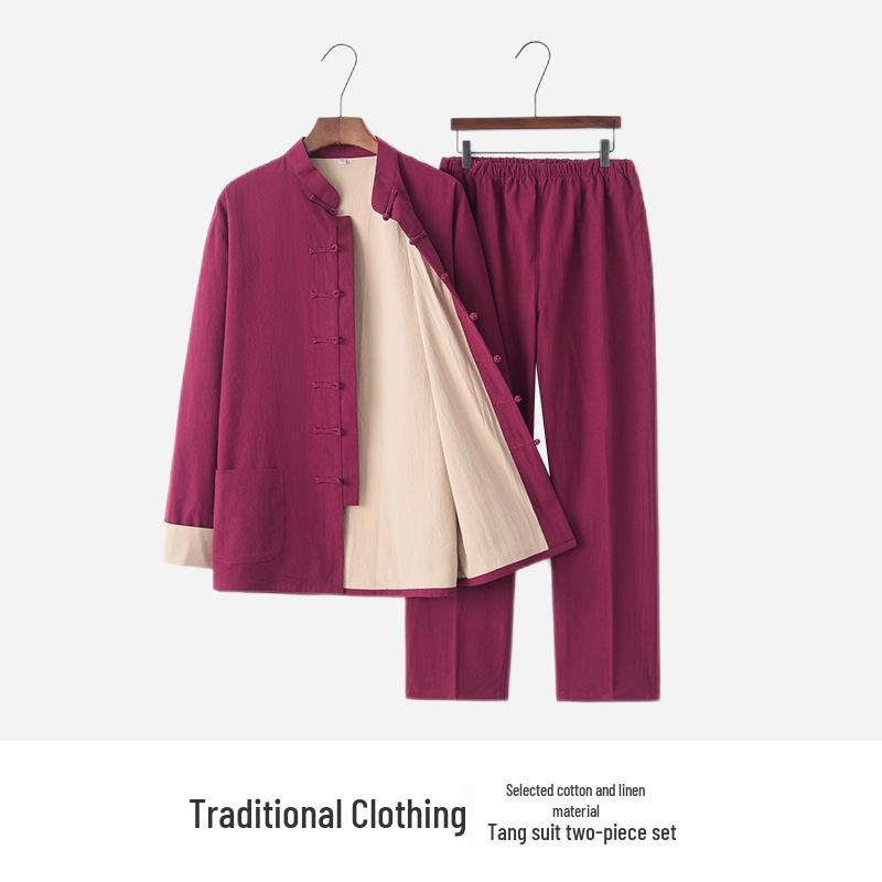 Herren Baumwolle Leinen Hanfu Tang Anzug: Zen-inspirierte Damen-Oberbekleidung mit Froschknöpfen für Frühling und Herbst.