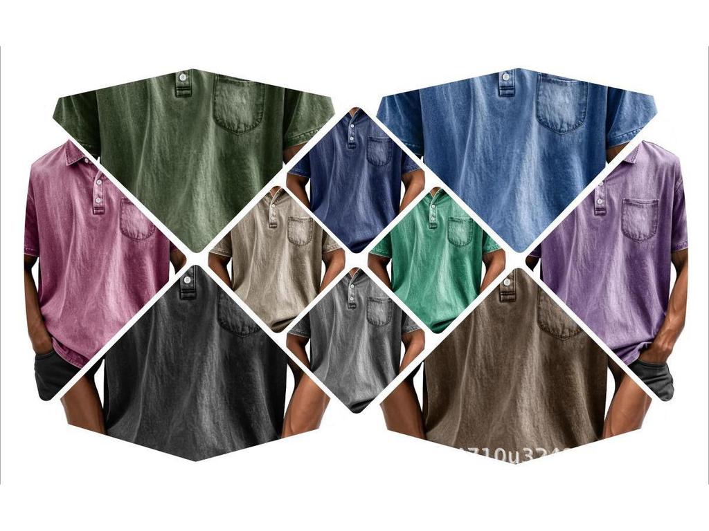 Men's Pure Cotton Casual Button-Down Polo Shirt (Short-Sleeve, Versatile)