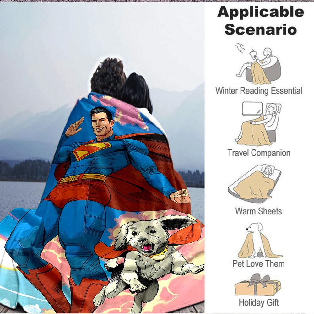 1pc Superman Blanket Lightweight Flannel Throw For Sofa, Bed, Travel, Camping, Livingroom, Office, Couch, Chair, And Bed