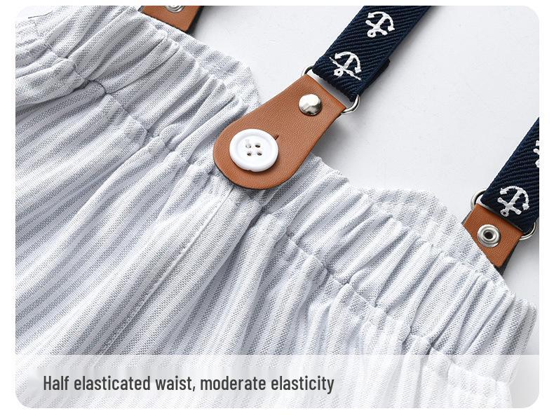 Summer Three-Piece Short-Sleeve Overalls Set for Boys