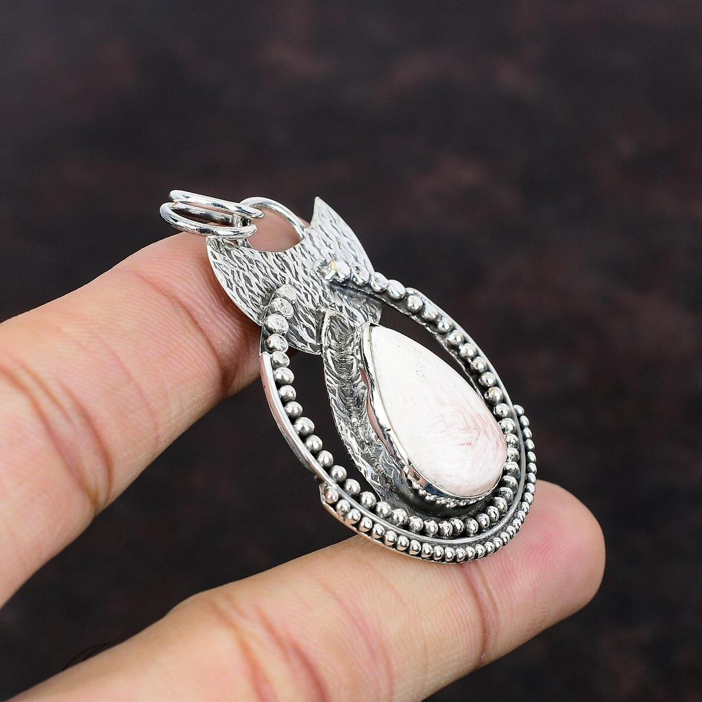 Scolecite Hänge Handgjorda Vackra Smycken 925 Sterlingsilver Hänge En A Kvalitet Ädelsten Smycken Gåva För Kvinnor Senaste Design Smycken