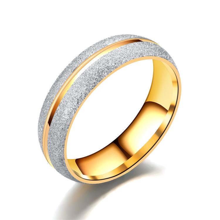 Stylish Frosted Titanium Steel Couples' Rings with Inlaid Diamonds – Versatile and Trendy Design for Men and Women