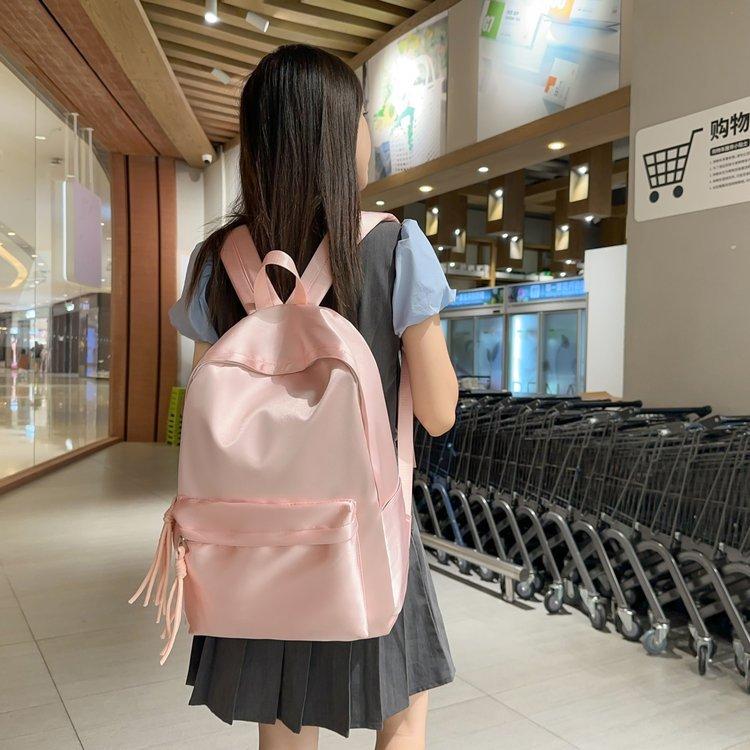 Schoolbag school bag solid color simple college student Japanese versatile backpack ins large capacity girl light backpack lazy wind