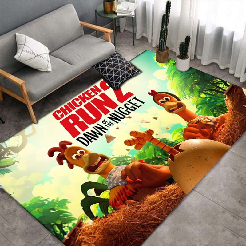 Chicken Run Cartoon Chicken Movie Flannel Area Rug Soft Floor Doormat For Bedroom Living Room Farm Decor Gift For Animation Fans 40x60cm( 15x23in )