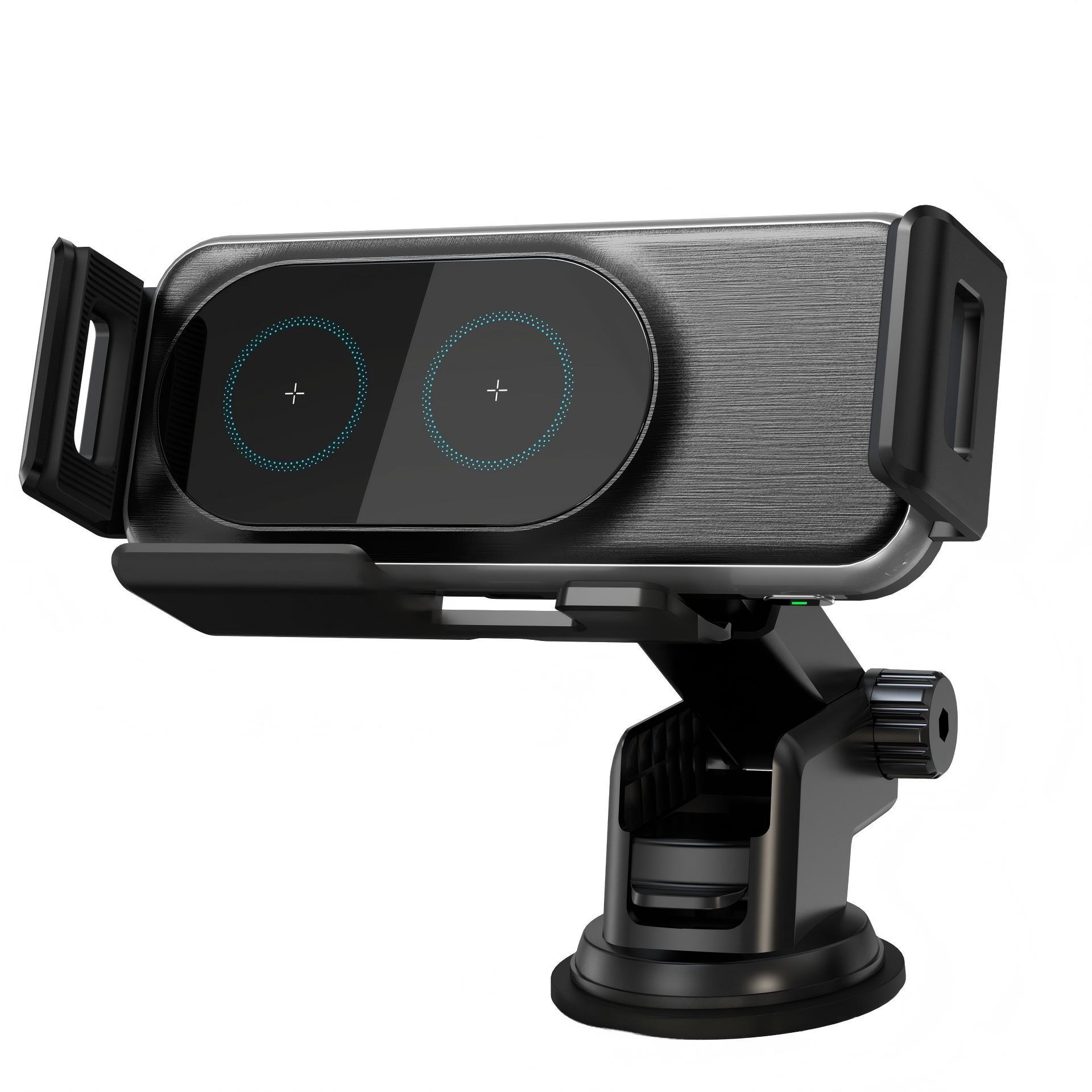 15W Dual-Coil Wireless Car Charger Mount for Foldable Phones Non-Charging