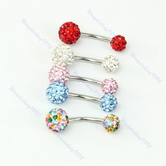 Hot Sale Polymer Clay Belly Button Ring with Diamond Ball