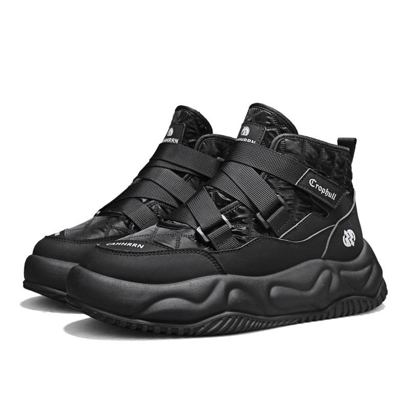 

Зимние ботинки для мужчин, сохраняющие тепло, хлопковая обувь, походная обувь, плюшевые теплые высокие ботинки, мужские кроссовки 43 чёрный