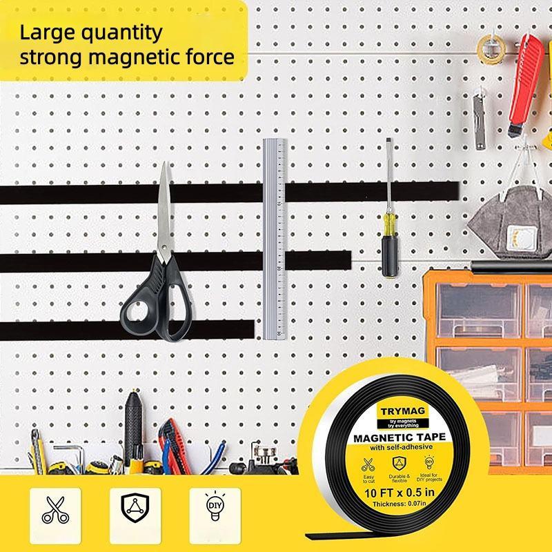 Self Adhesive Magnetic Tape Cuttable Rubber Magnetic Strip For Fridge Wall DIY Photo Poster Fixing Tape Home Office Storage Tool
