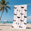 1 Piece Cute Dachshund Seamless Pattern Beach Towel-Soft Microfiber, Quick Dry, Cartoon Dog in Striped Shirts and Dots Travel