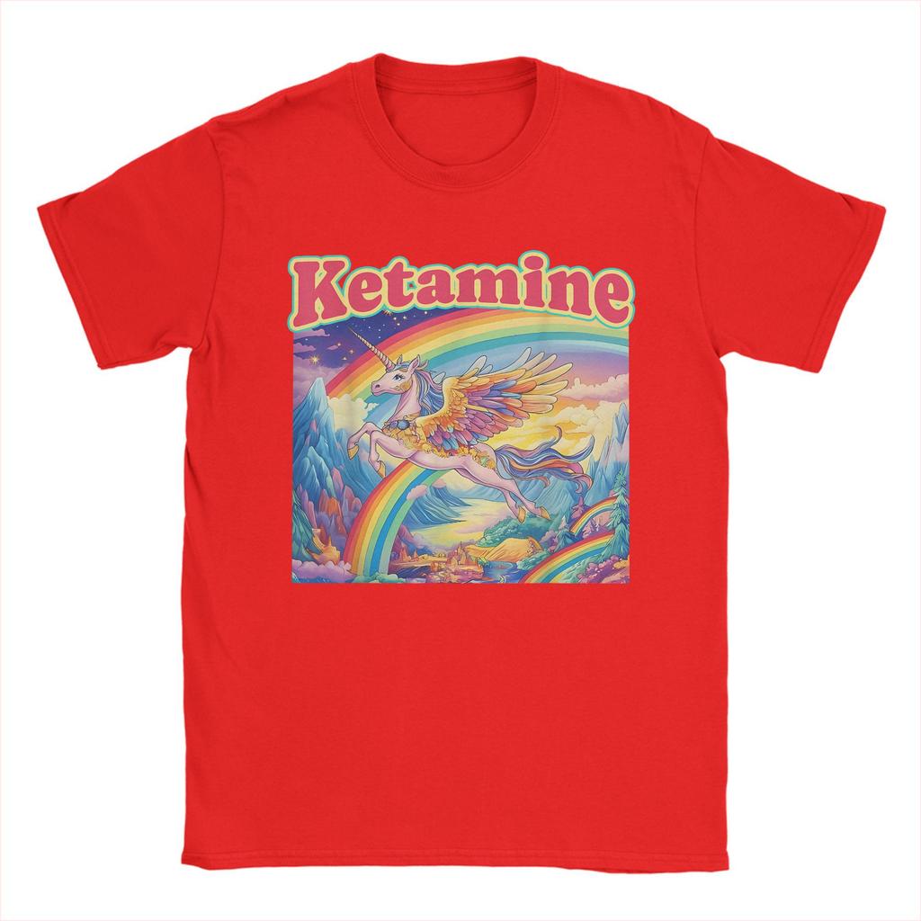 Funny Ketamine Horse Unicorn Emergency Rainbow 100 Cotton T Shirt For Men Summer TShirts Breathable Tee Shirt Oversize Clothing