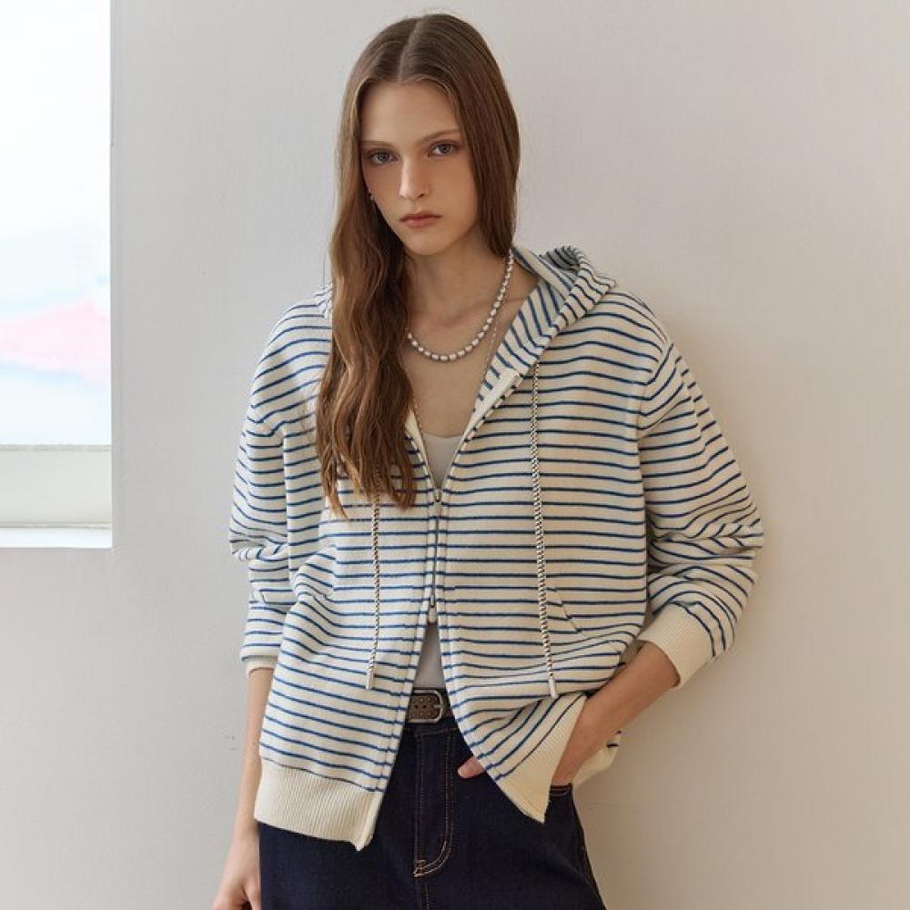 

Maxza Stripe Knit Hooded Zip Up Ze10qd018na wines/FREE